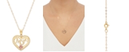 Macy's Mom Heart 18" Pendant Necklace in 10k Gold & 10k Rose Gold